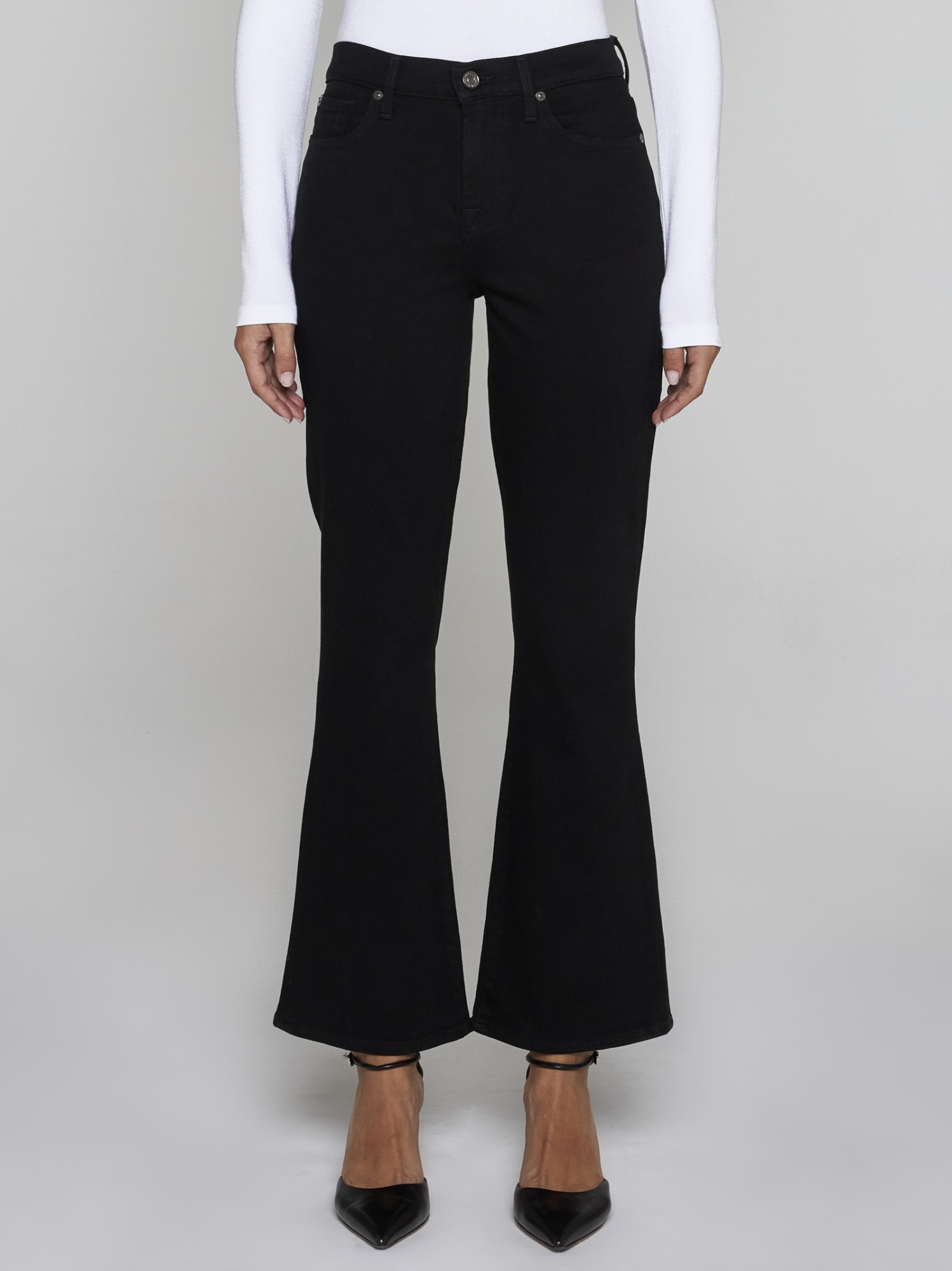 Shop 7 For All Mankind Betty Boot Logo-patch Flared Jeans In Black