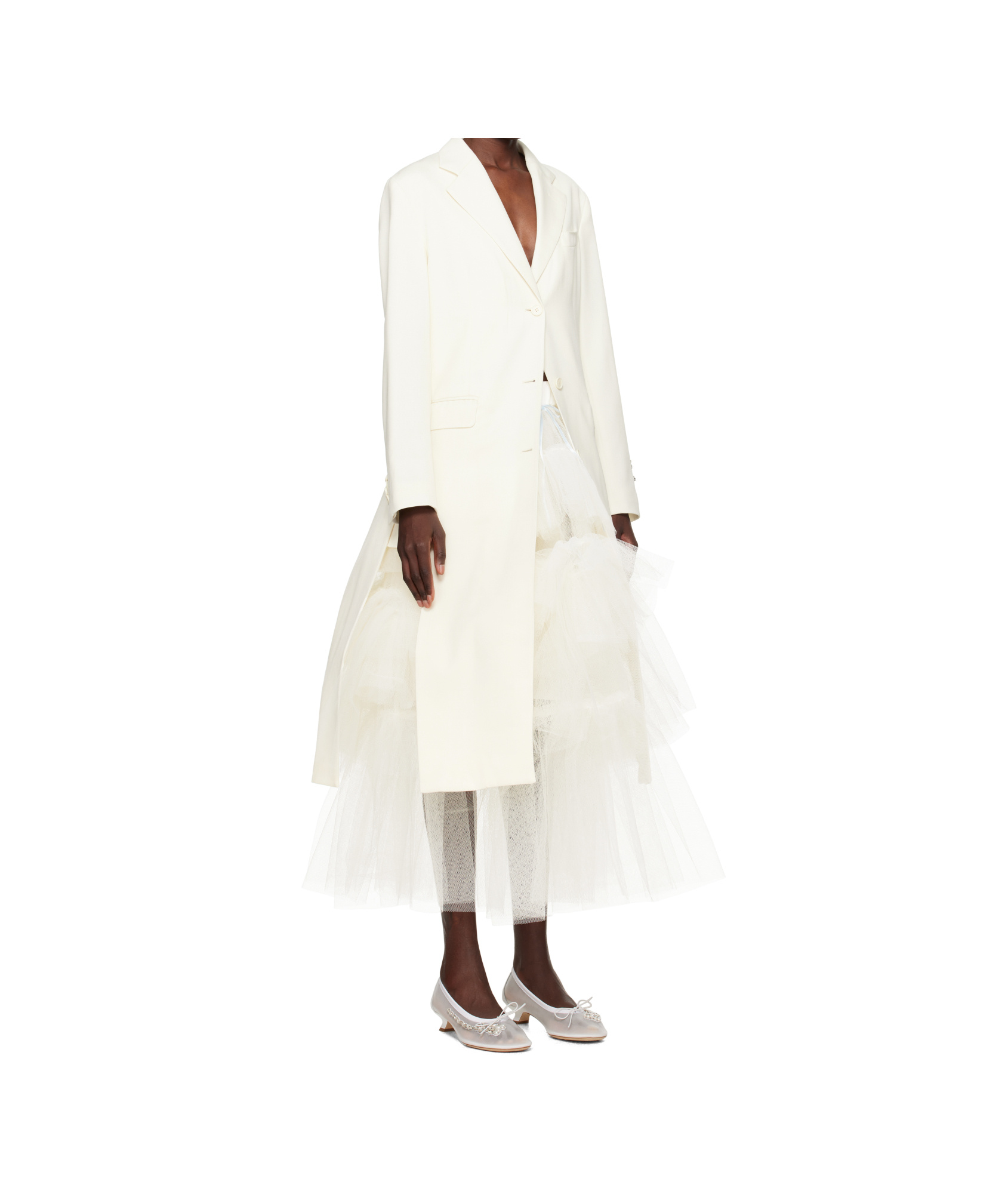 Simone Rocha Cut-out Bow Detail Coat In Neutral
