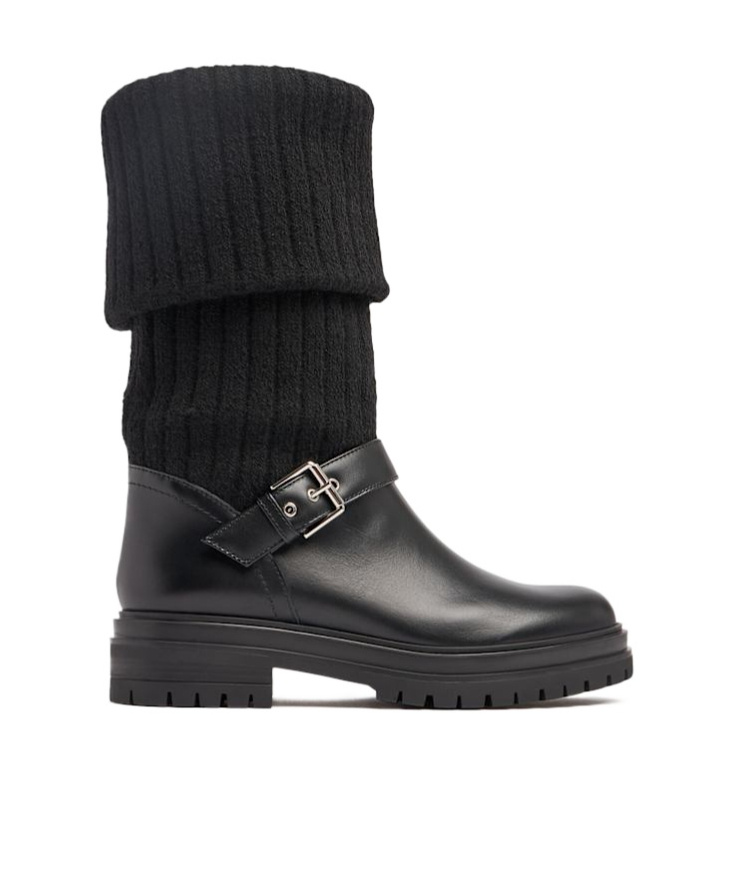 Gianvito Rossi Black Leather And Fabric Thurso Boots