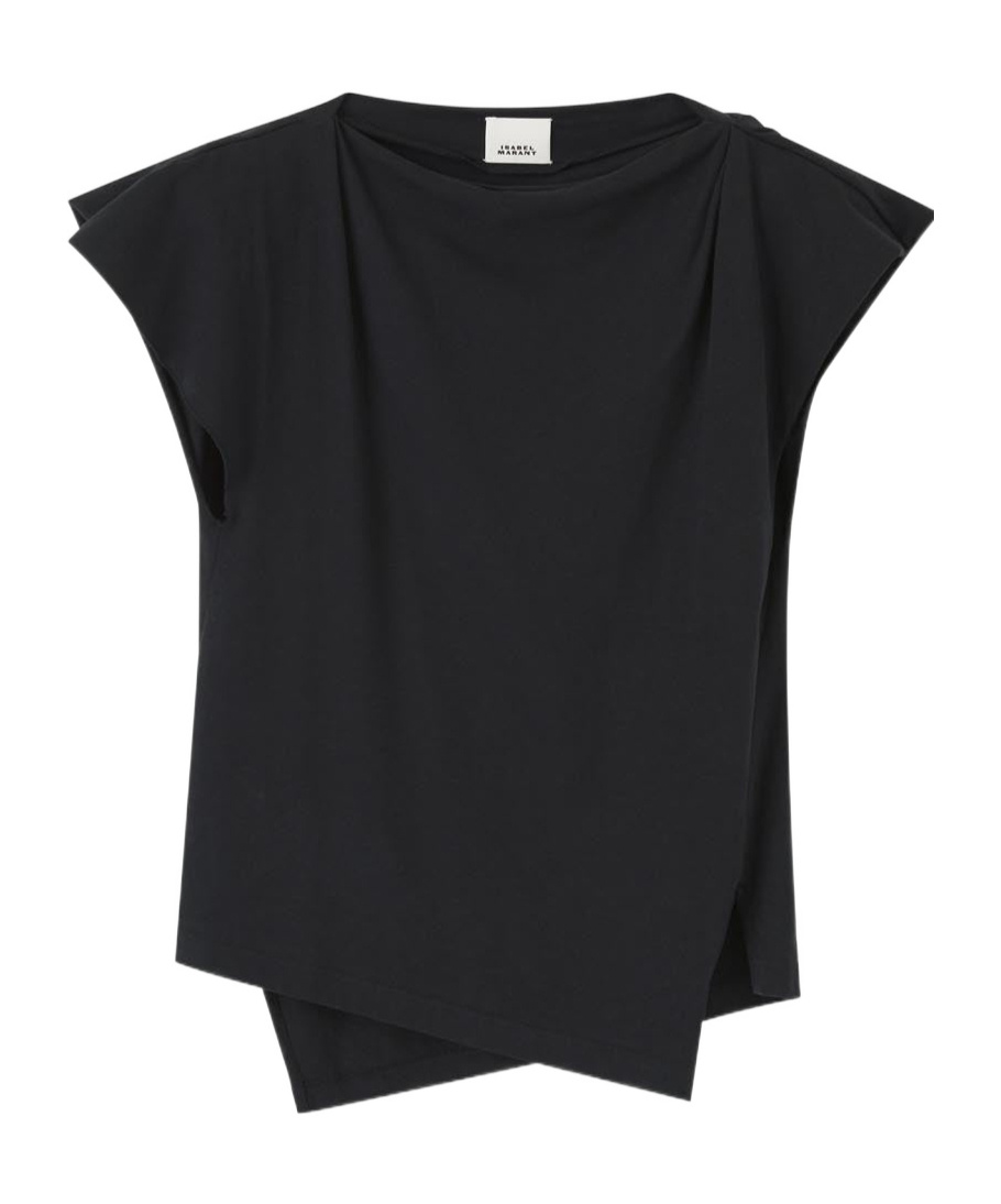 Isabel Marant Sebani Padded Asymmetric T-shirt In Black