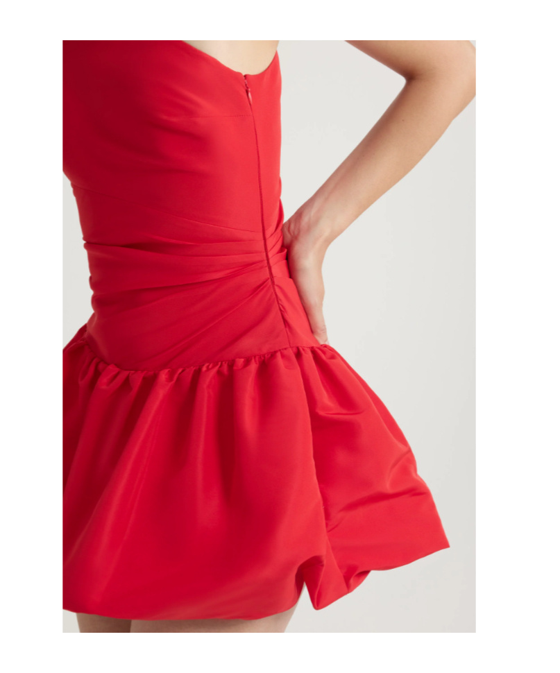 Patou One Shoulder Knee Length Dress With Asymmetric Design In Red