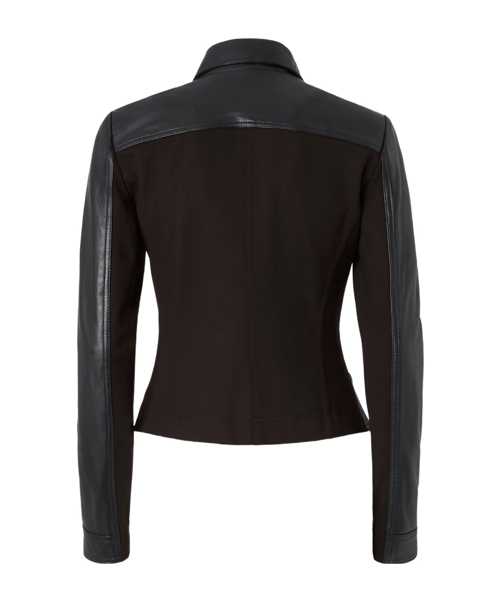 Pinko Blouson De Motard Court En Cuir Et Tissu Technique In Black