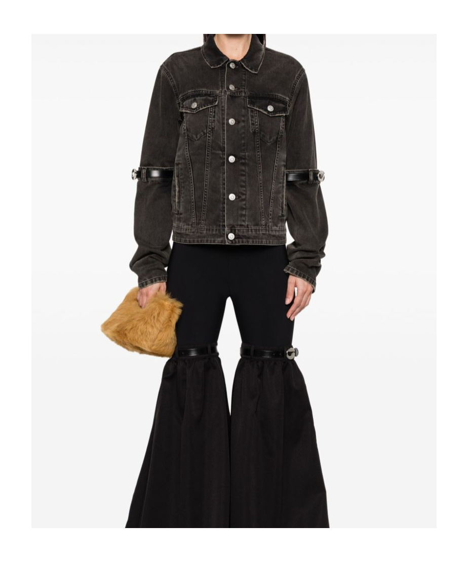 Coperni Oversized Black Denim Jacket With Unique Strap Details In Black