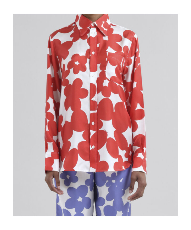 Marni Floral-print Shirt In Red