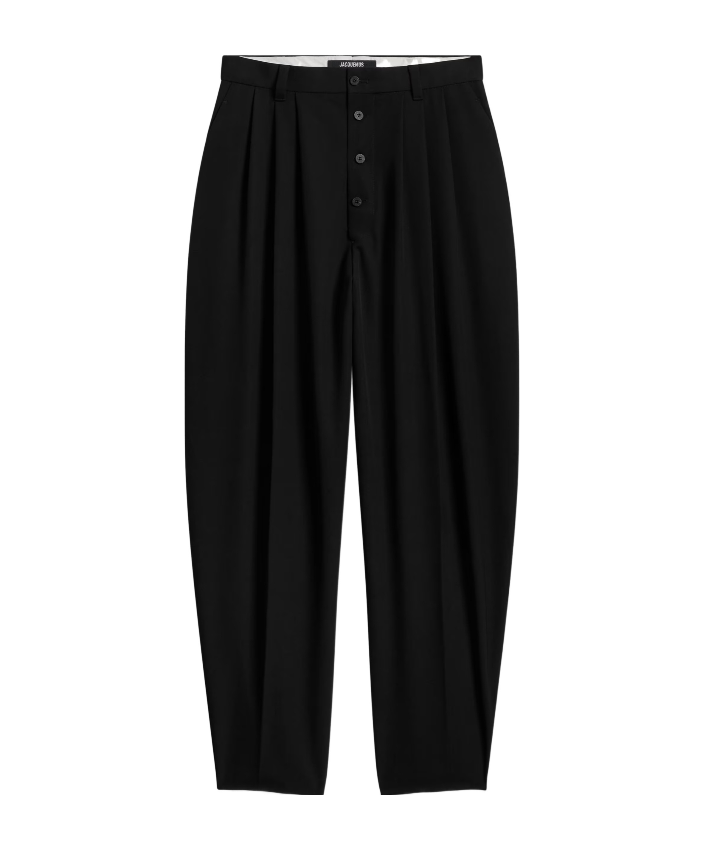 Jacquemus Pleated Button-down Trousers In Black