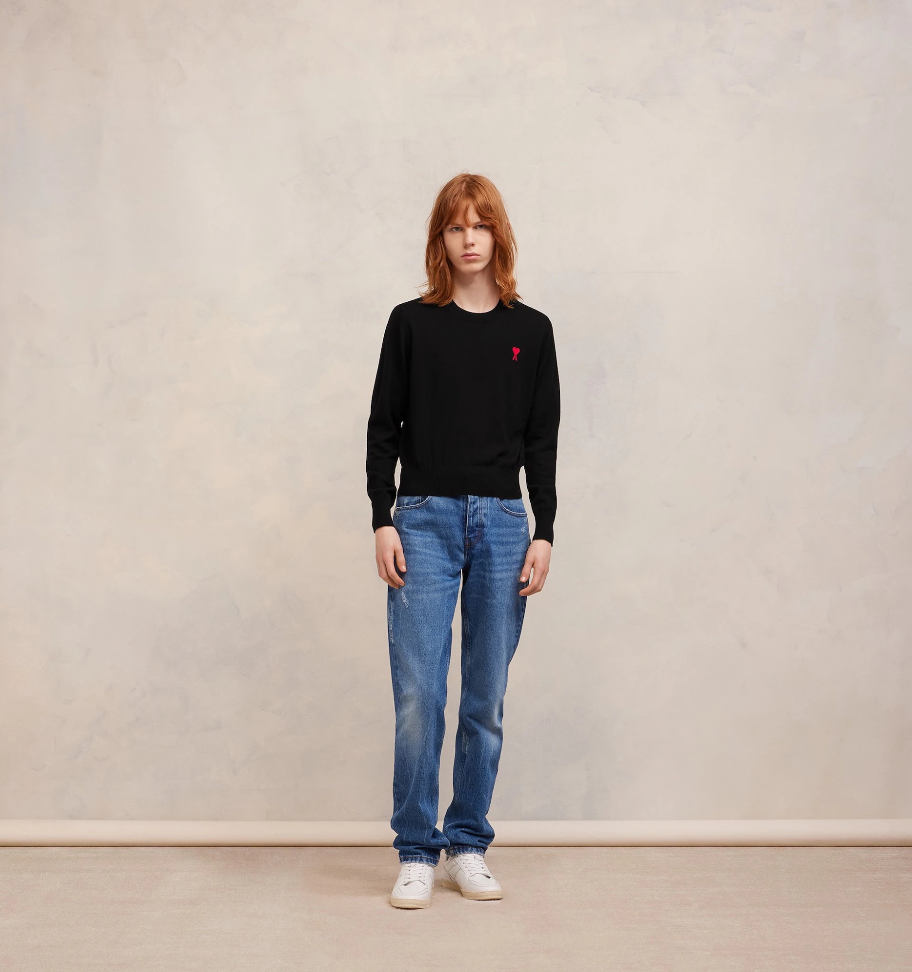 Ami Alexandre Mattiussi Pull Col Rond Ami Paris De Coeur In Black