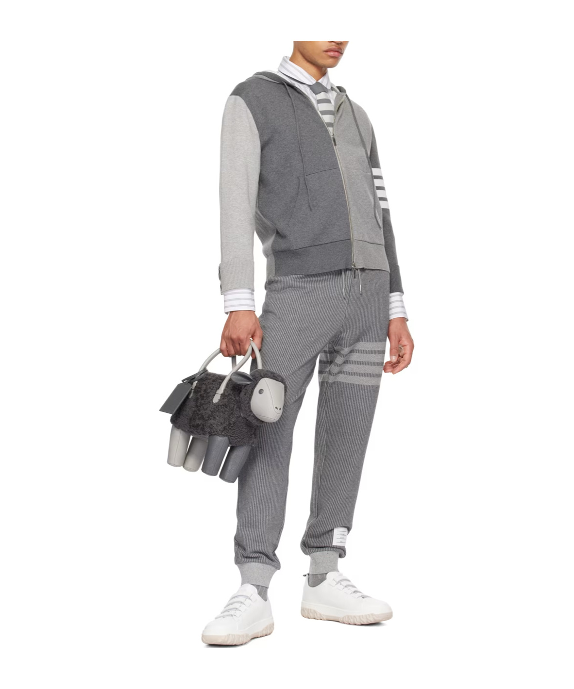Thom Browne 4-bar Knitted Track Pants In Gray