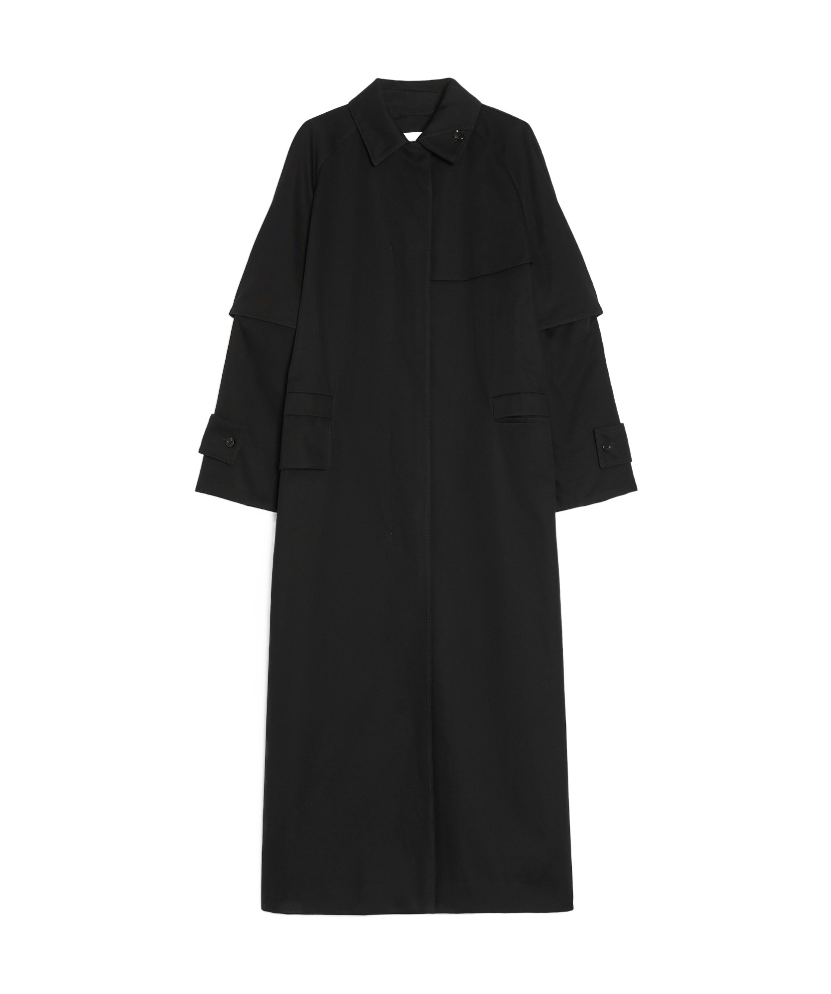Max Mara Virgin Wool Cashmere Wide Collar Long Coat In Black