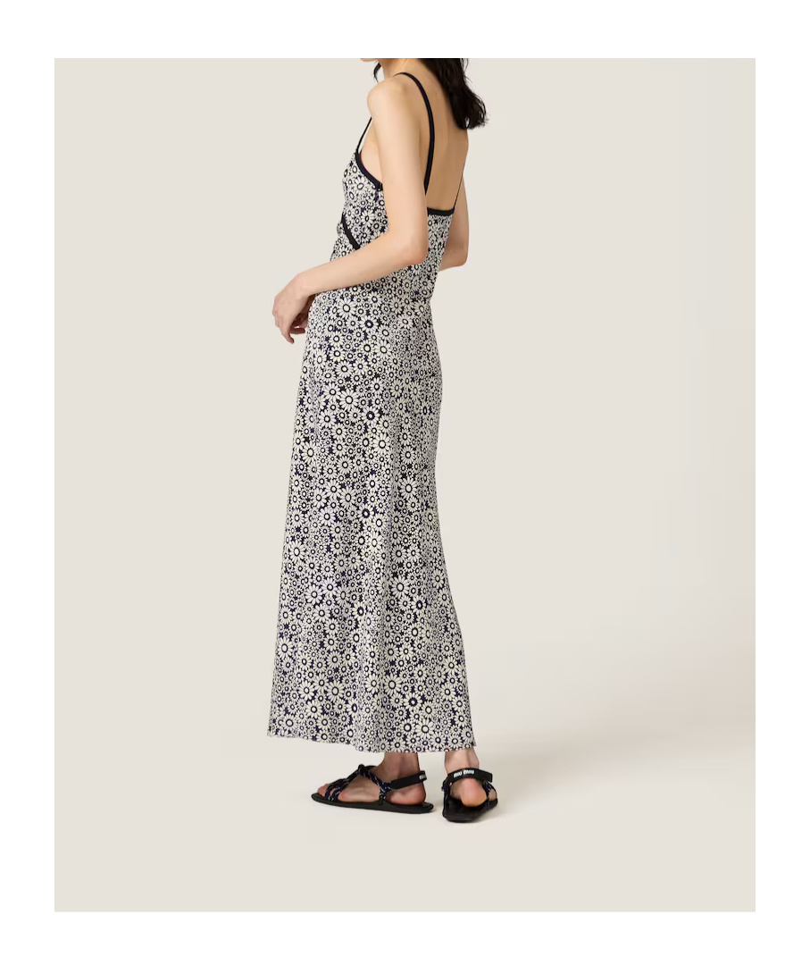 Miu Miu Floral Print Maxi Dress With Spaghetti Straps In Multi