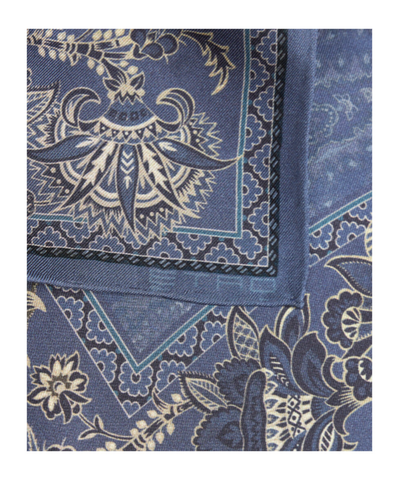 Etro Leaf Pattern Silk Scarf In Gray