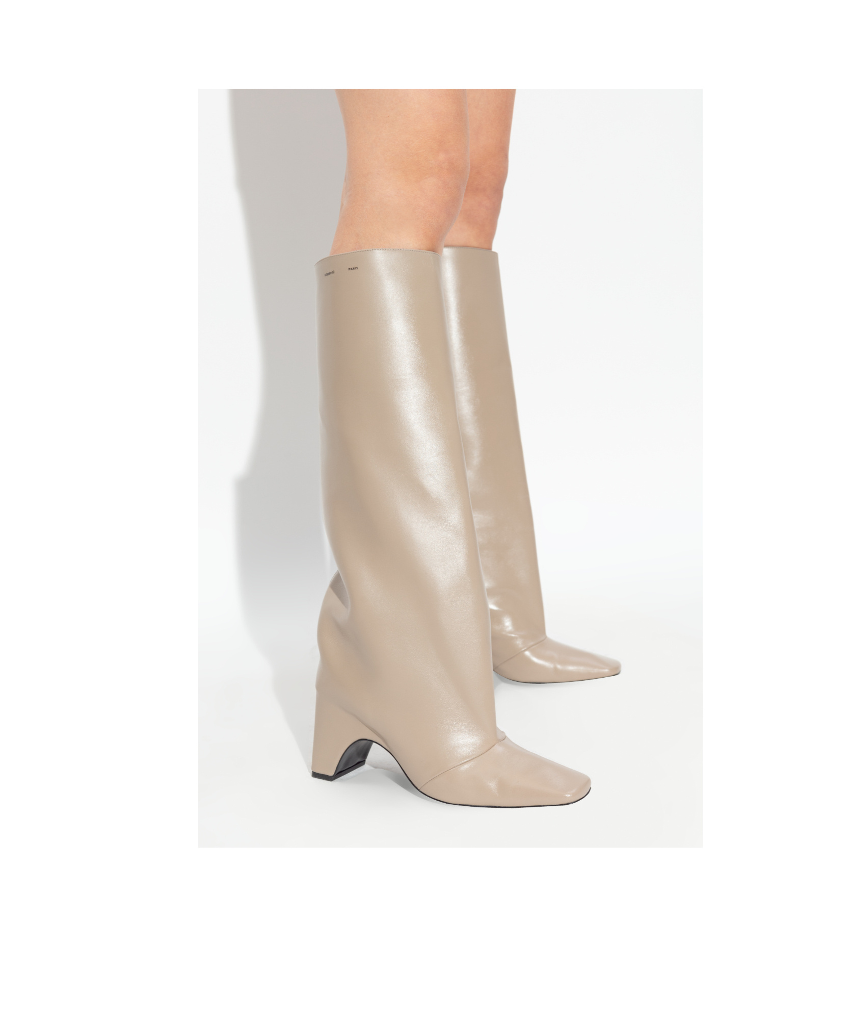 Shop Coperni Square Toe Bridge Boots In Nude