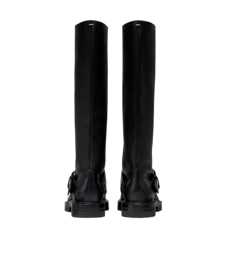 Maison Margiela Knee-high Tabi Boots Featuring Buckle Detail In Black