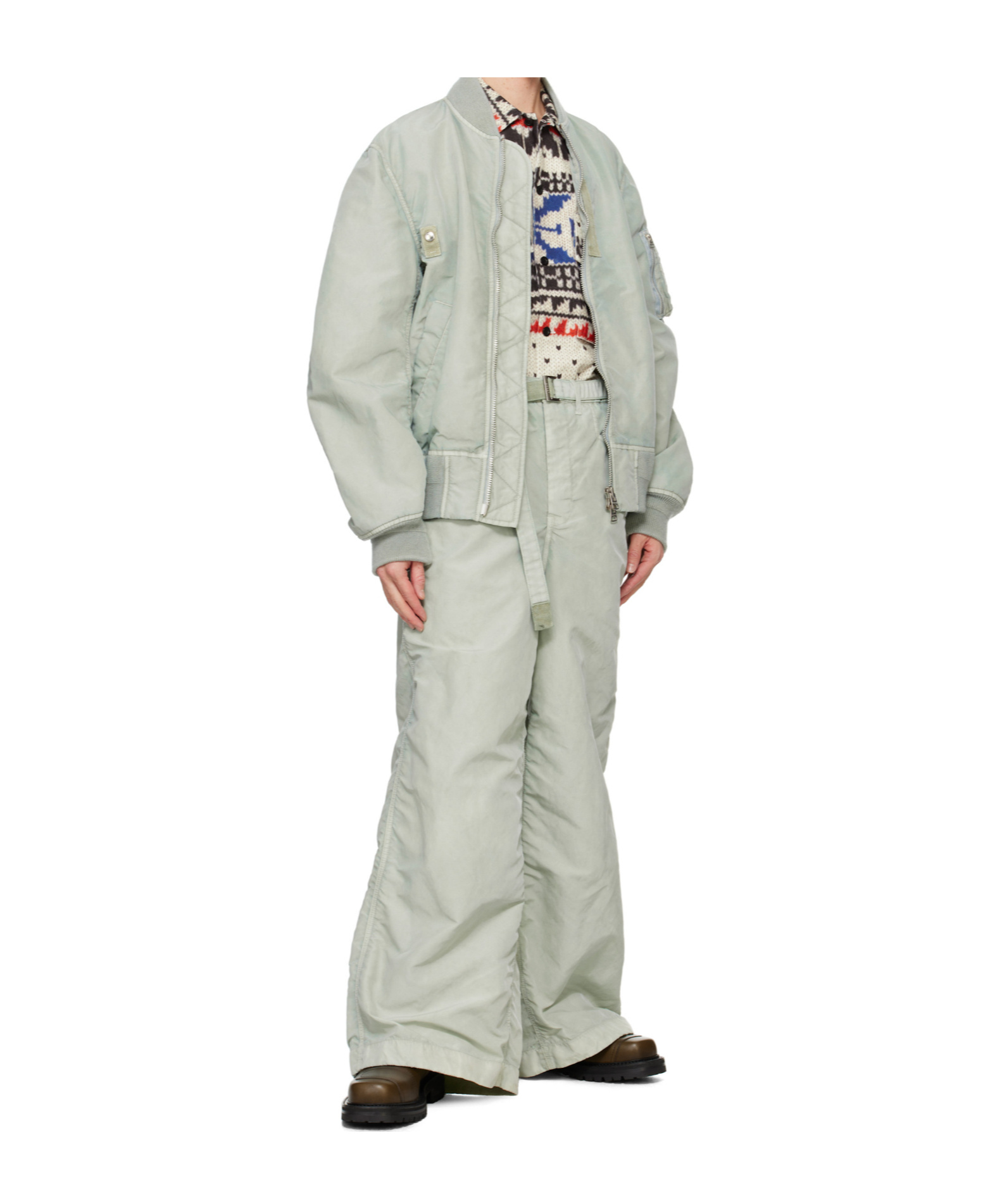 Sacai Belt-loop Casual Pants In Gray
