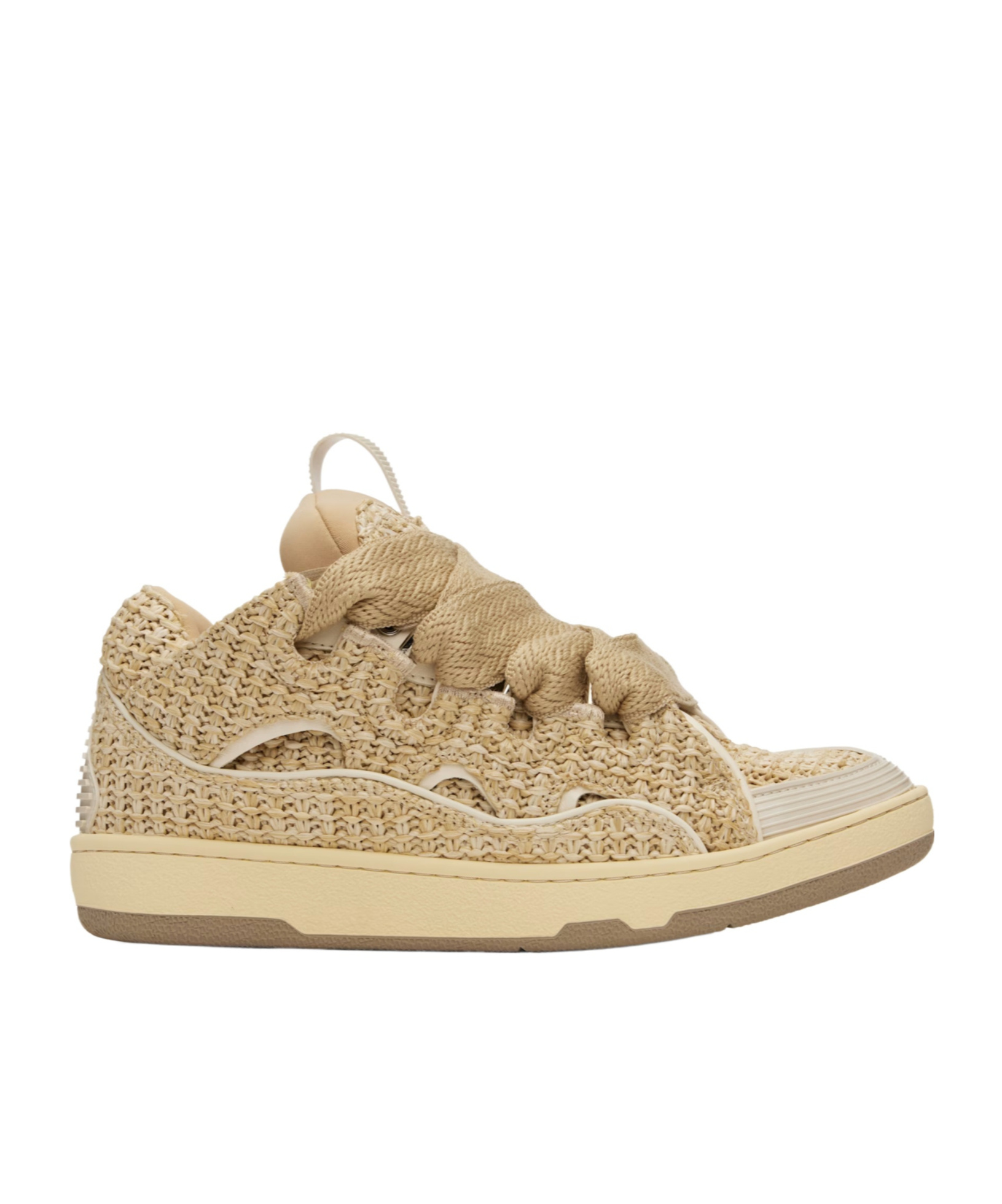 Lanvin Beige Curb Raffia Sneakers In Neutral