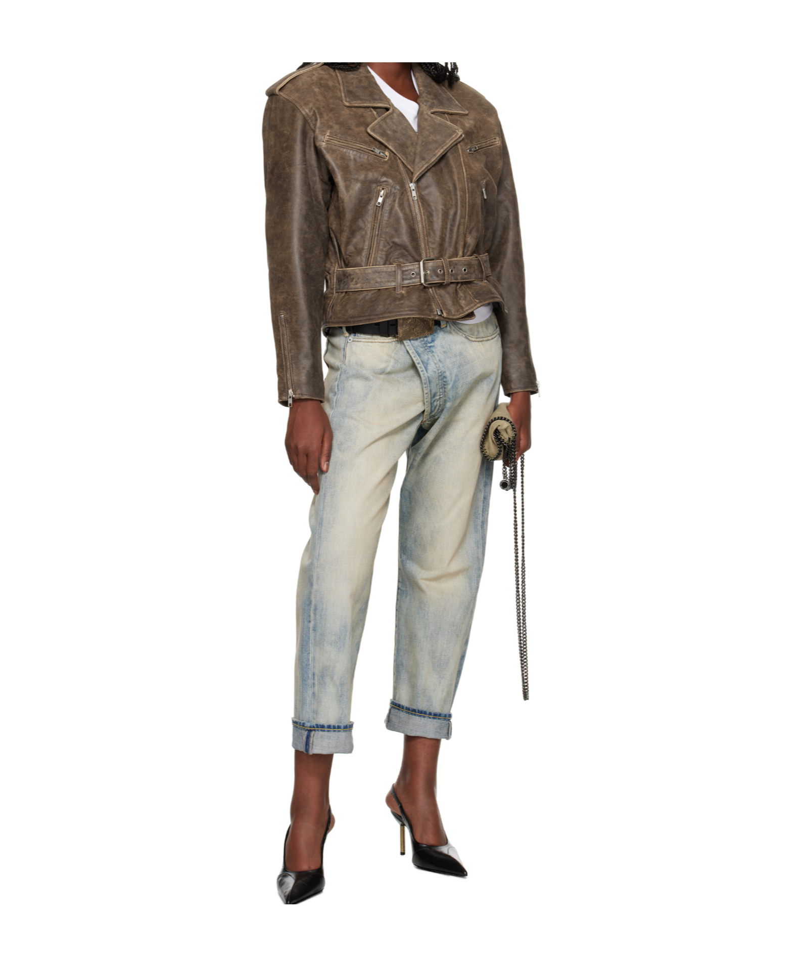 R13 Long-sleeved Leather Jacket In Green