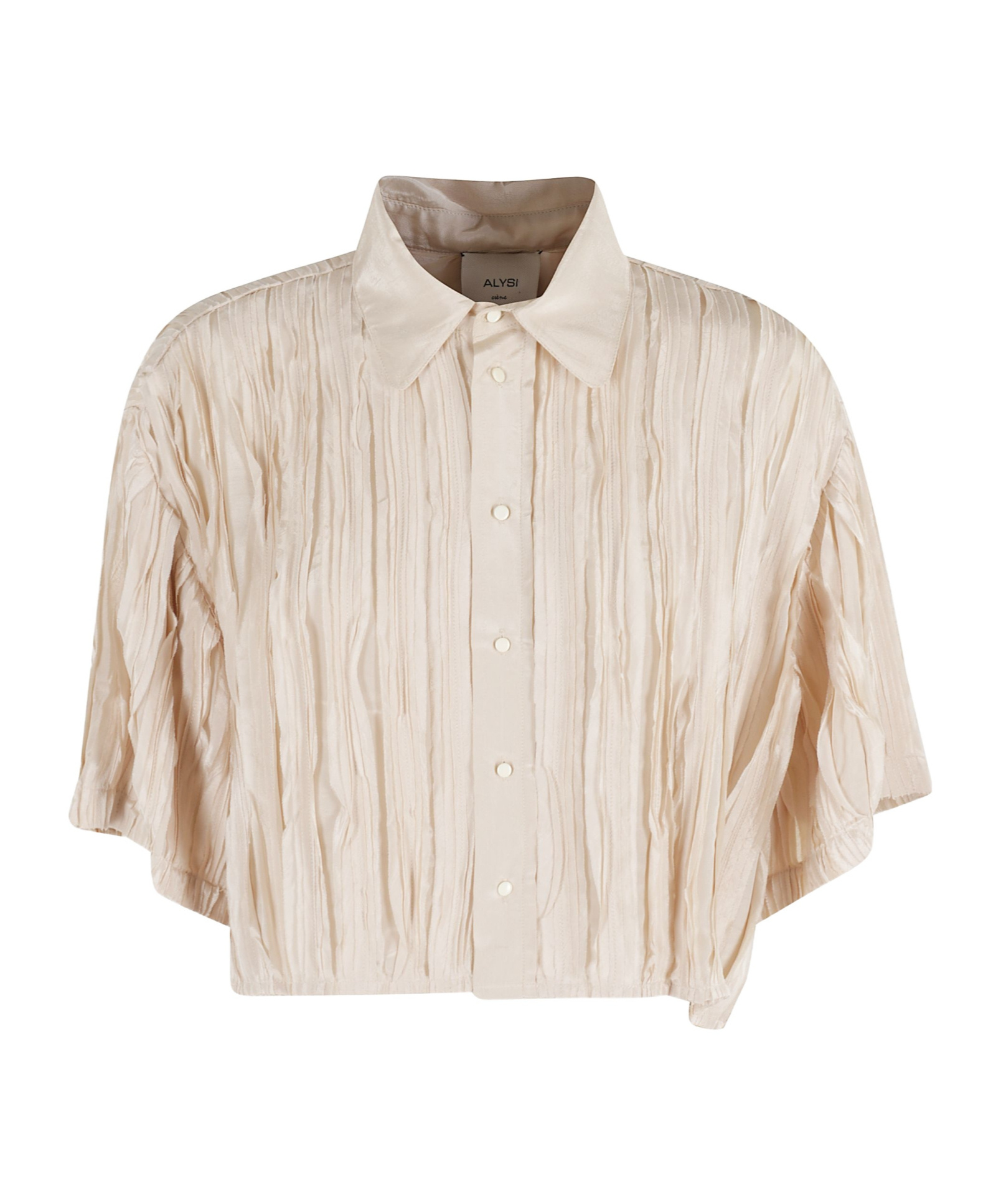 Alysi Cropped Origami-inspired Boxy Shirt With Classic Collar In Neutral