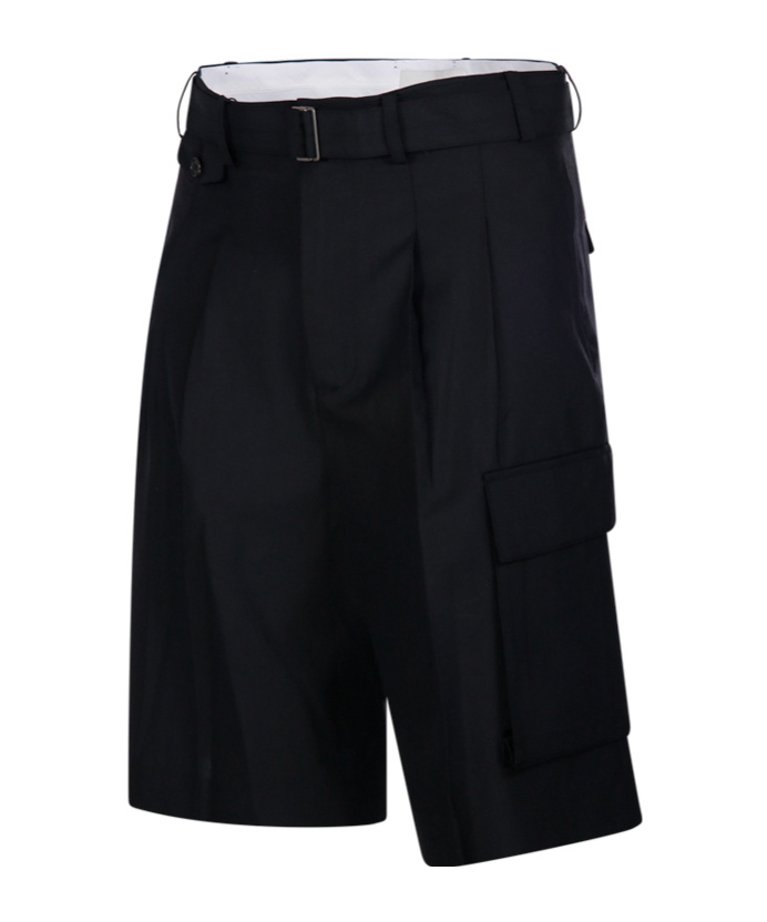 Dunst Belted Multipocket Bermuda Shorts In Black