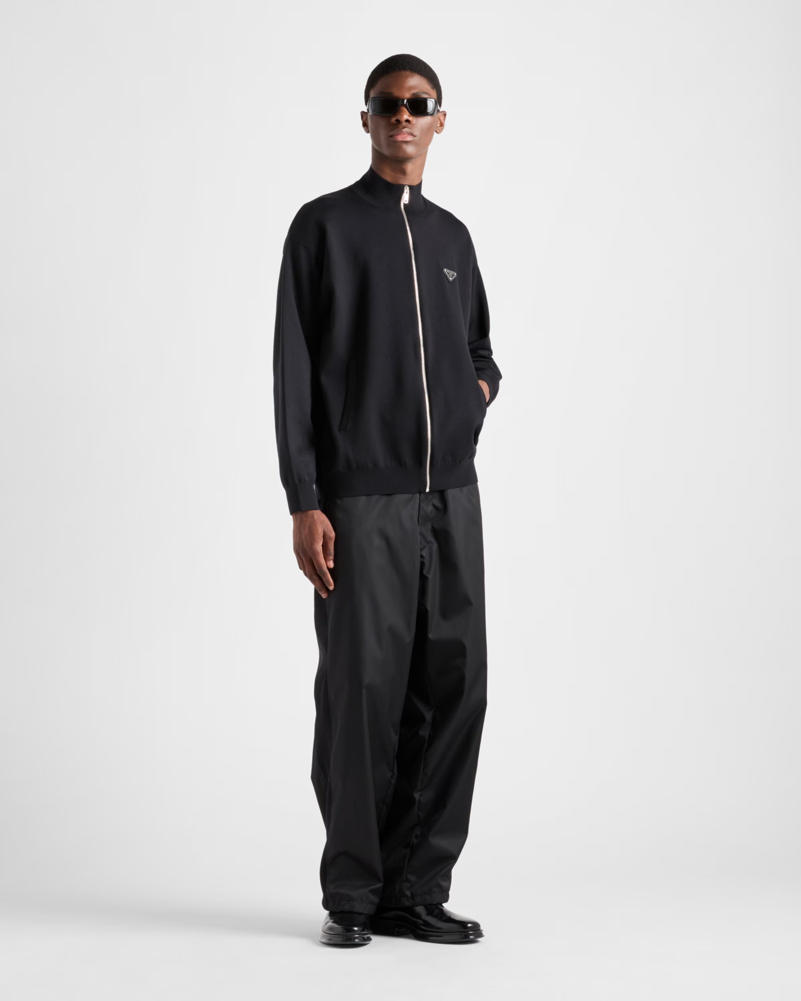 Prada Technical Cotton Blouson Jacket In Black