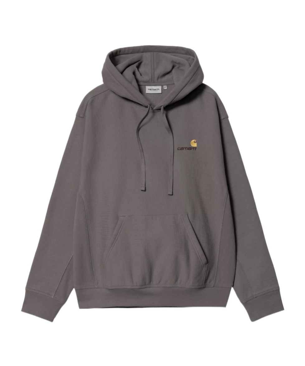 Carhartt Hooded American Script Sweatshirt In Gray