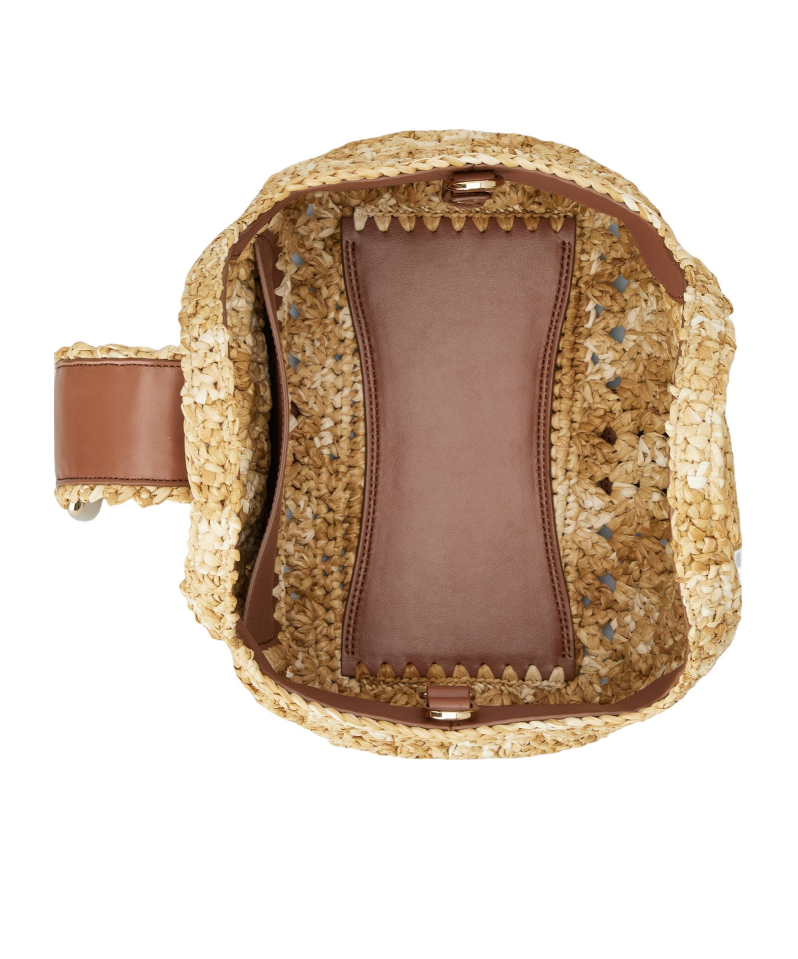 Roger Vivier Logo Engraved Woven Shoulder Bag In Nude