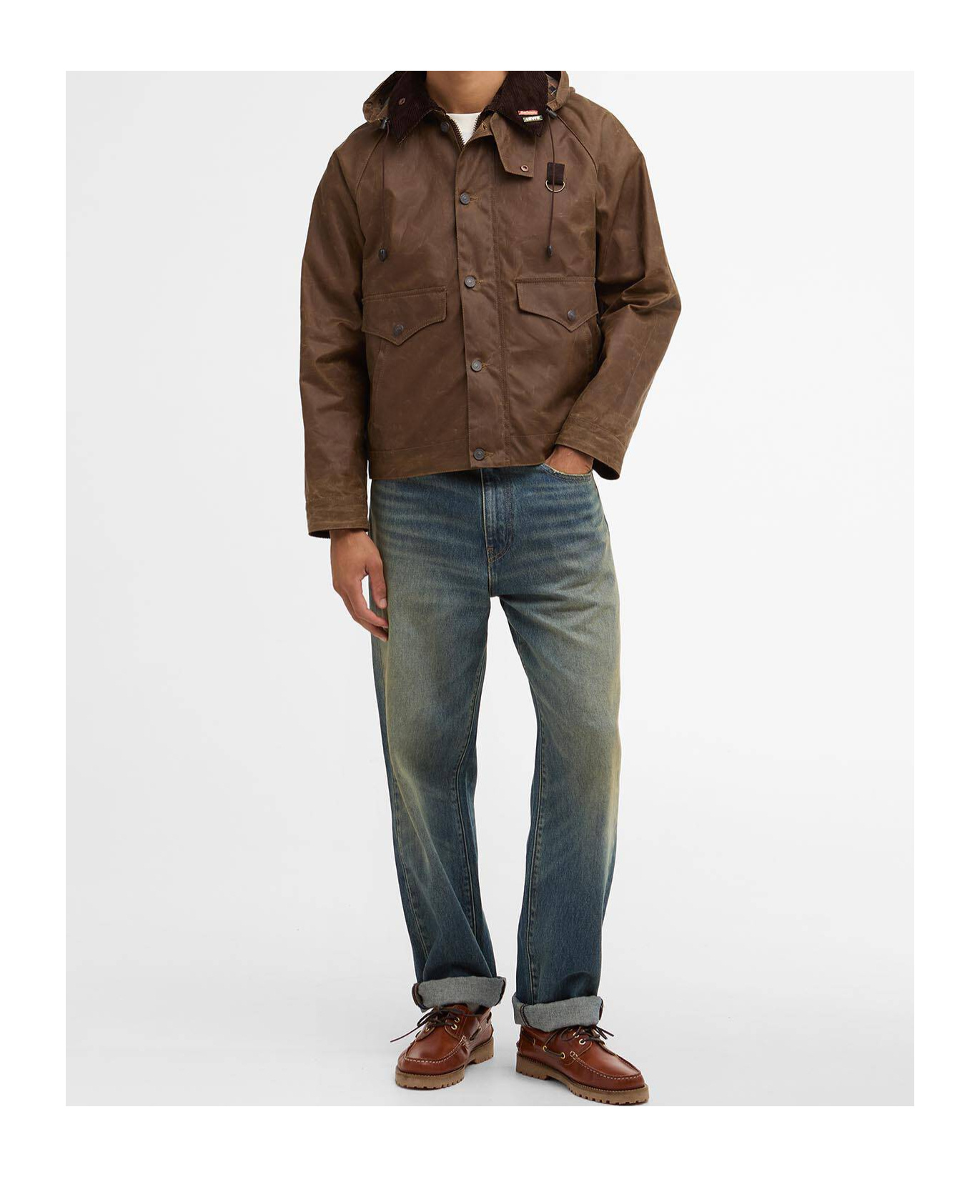 Barbour X Levi's Spey Waxed Jacket In Brown