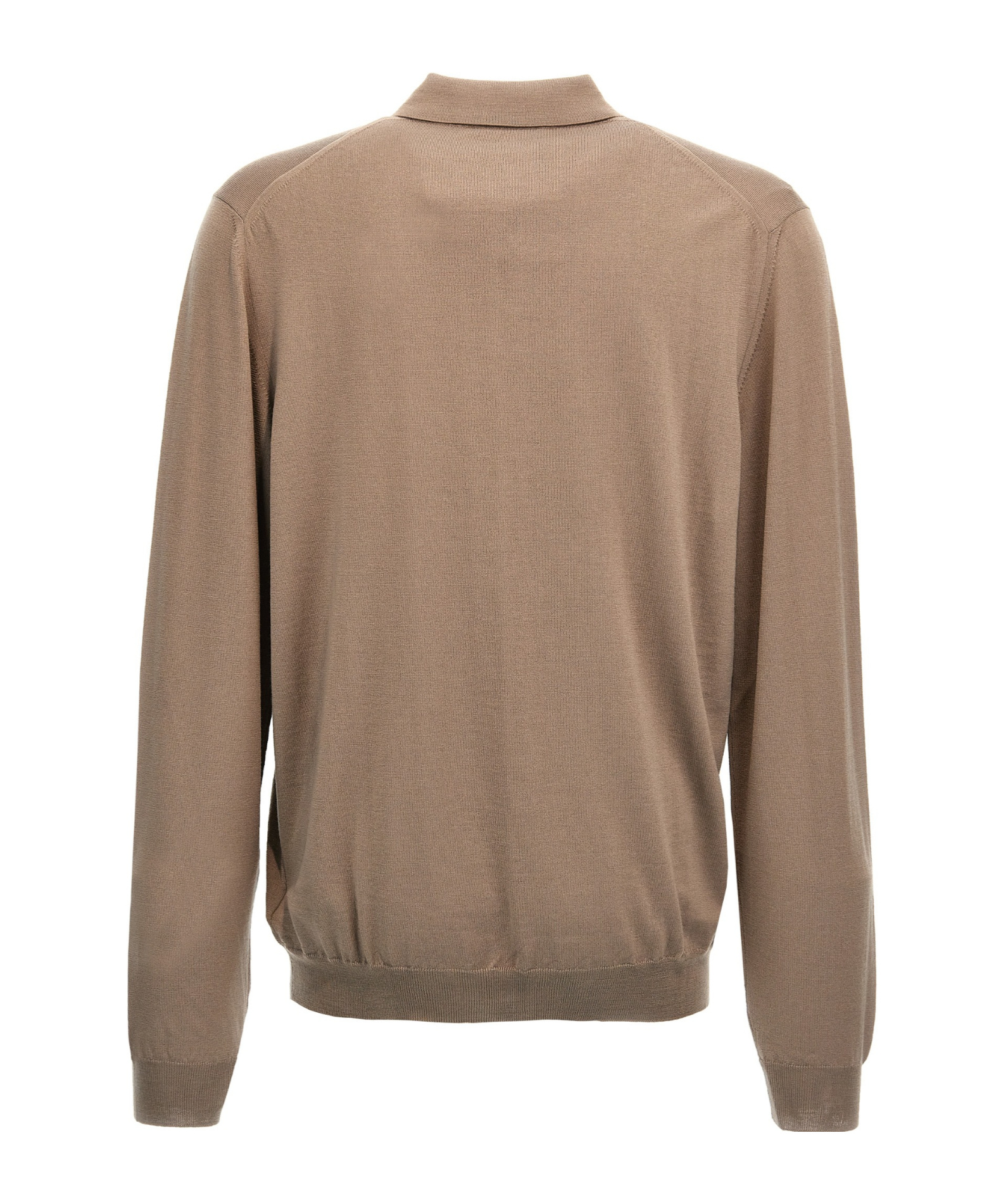 Zanone Wool Knit Polo Shirt With Classic Collar And Cuffed Sleeves In Brown