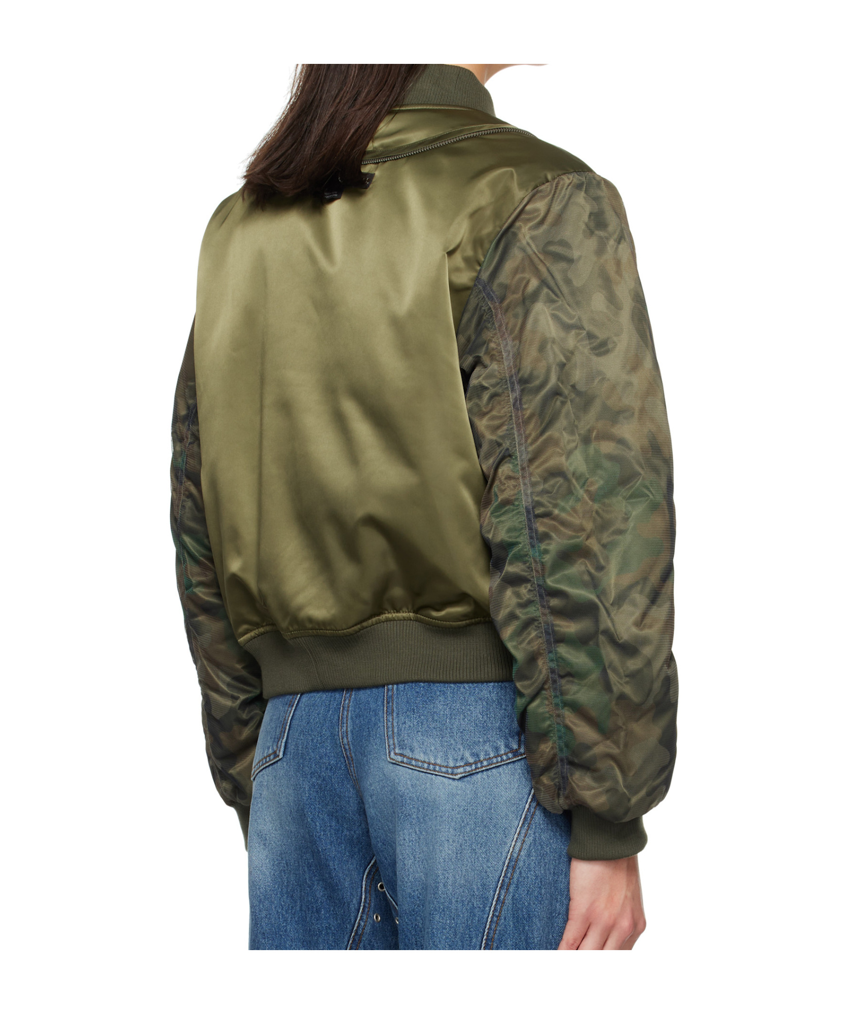Andersson Bell Mesh-sleeve Bomber Jacket In Green