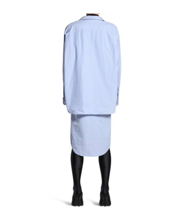 Balenciaga Layered Bb Classic Chemisier Dress In Blue