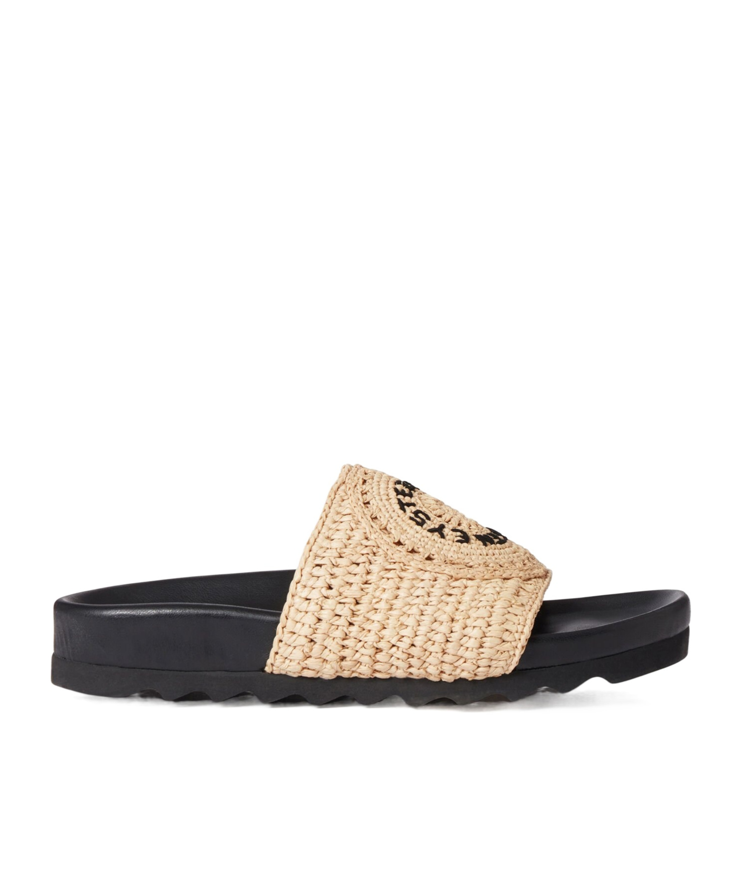 Shop Stella Mccartney Elyse Raffia Slides In Black