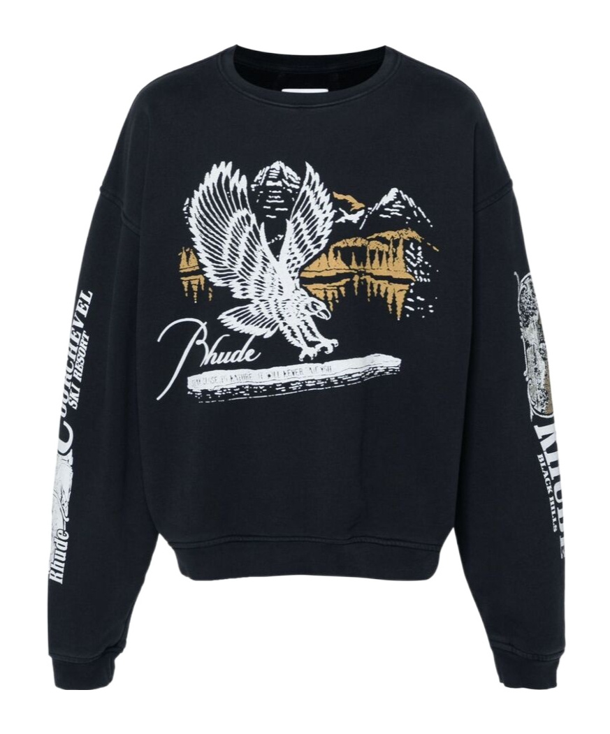 RHUDE GRAPHIC-PRINT COTTON SWEATSHIRT