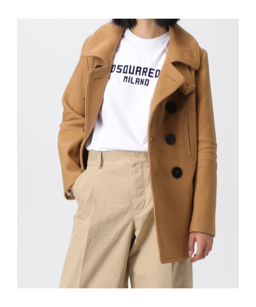 Dsquared2 Long-sleeved Double-breasted Coat In Brown
