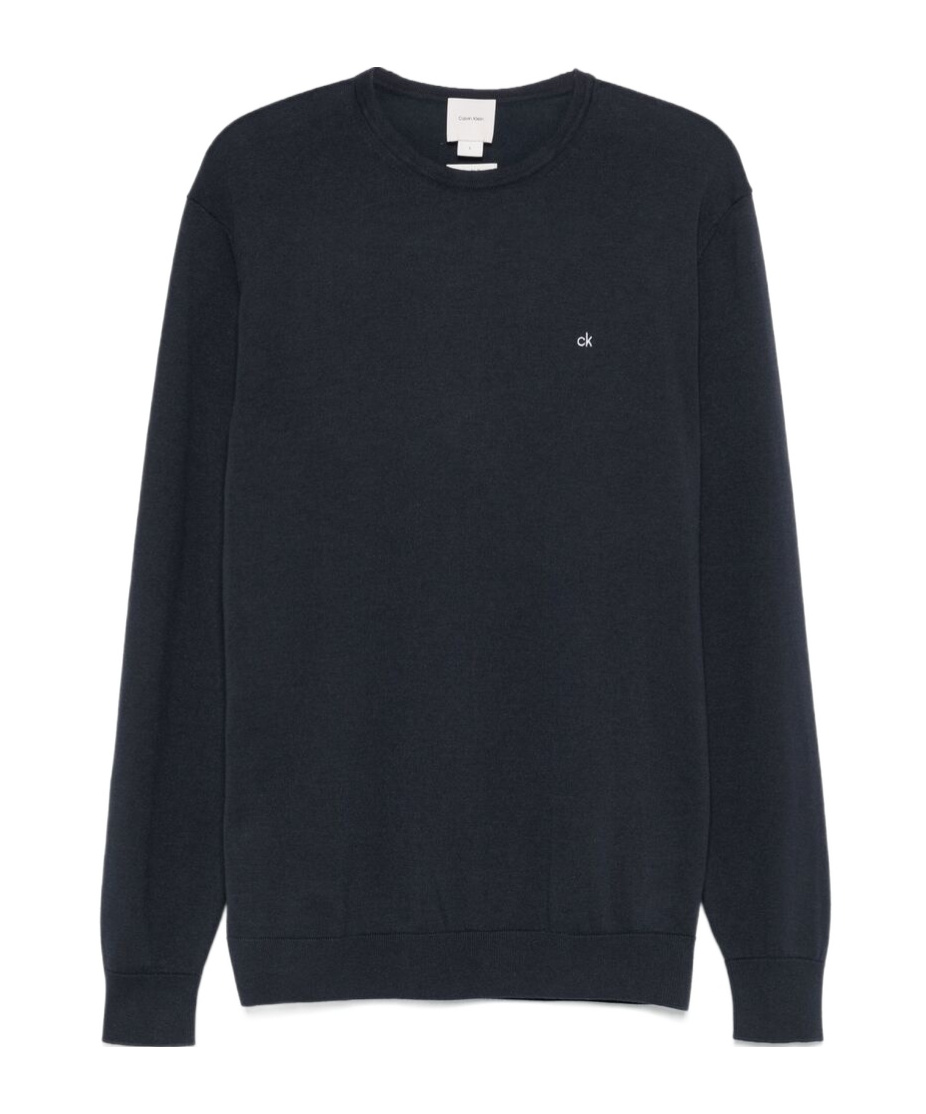 Calvin Klein Embroidered Logo Jumper In Black