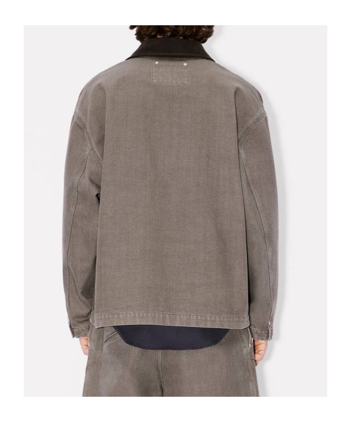 Kenzo ' Paris Chainstitch' Workwear Jacket In Washed Cotton In Brown