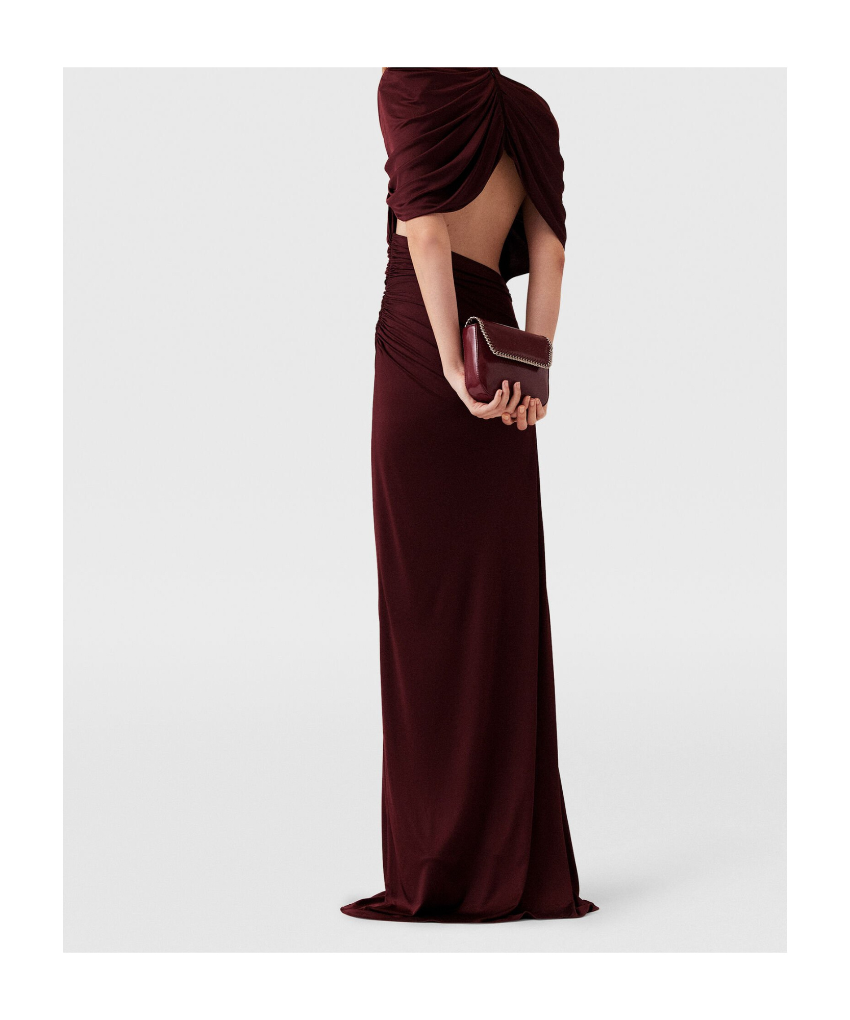 Stella Mccartney Draped Cape Gown Open Back In Brown