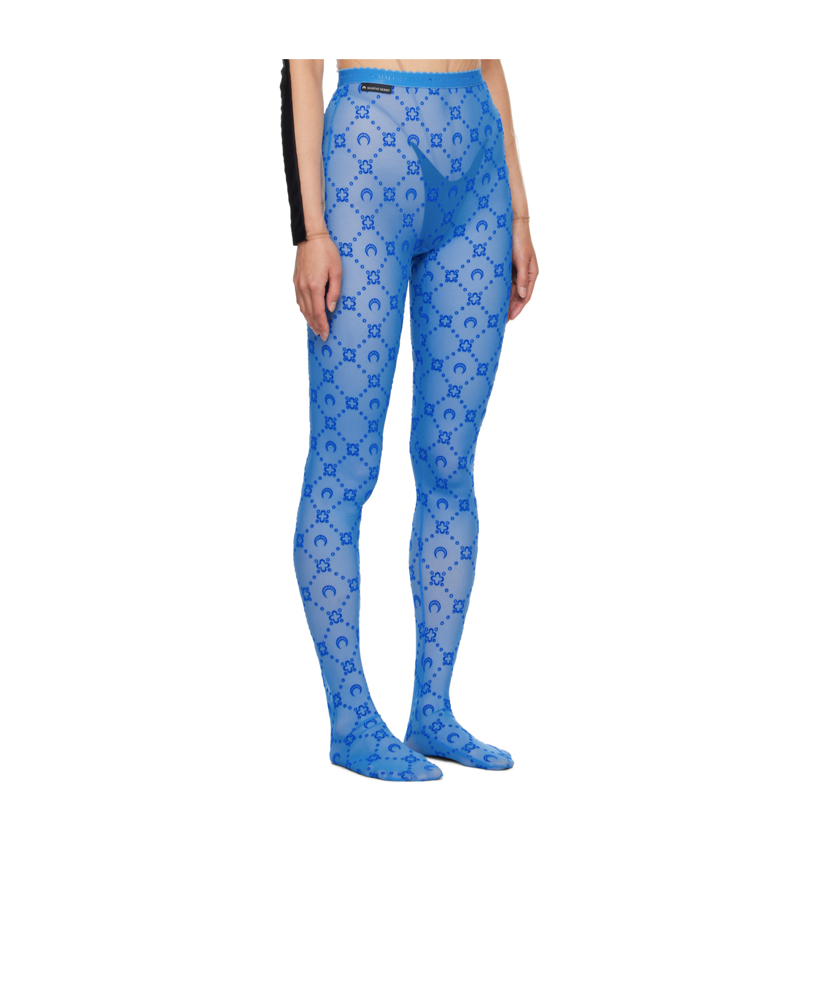 Marine Serre Flocked-moonogram Tights In Blue