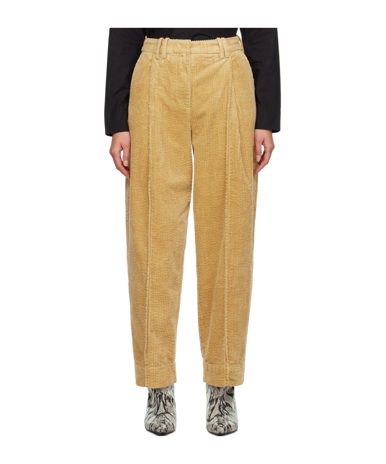 Ganni Pleated Casual Pants In Brown