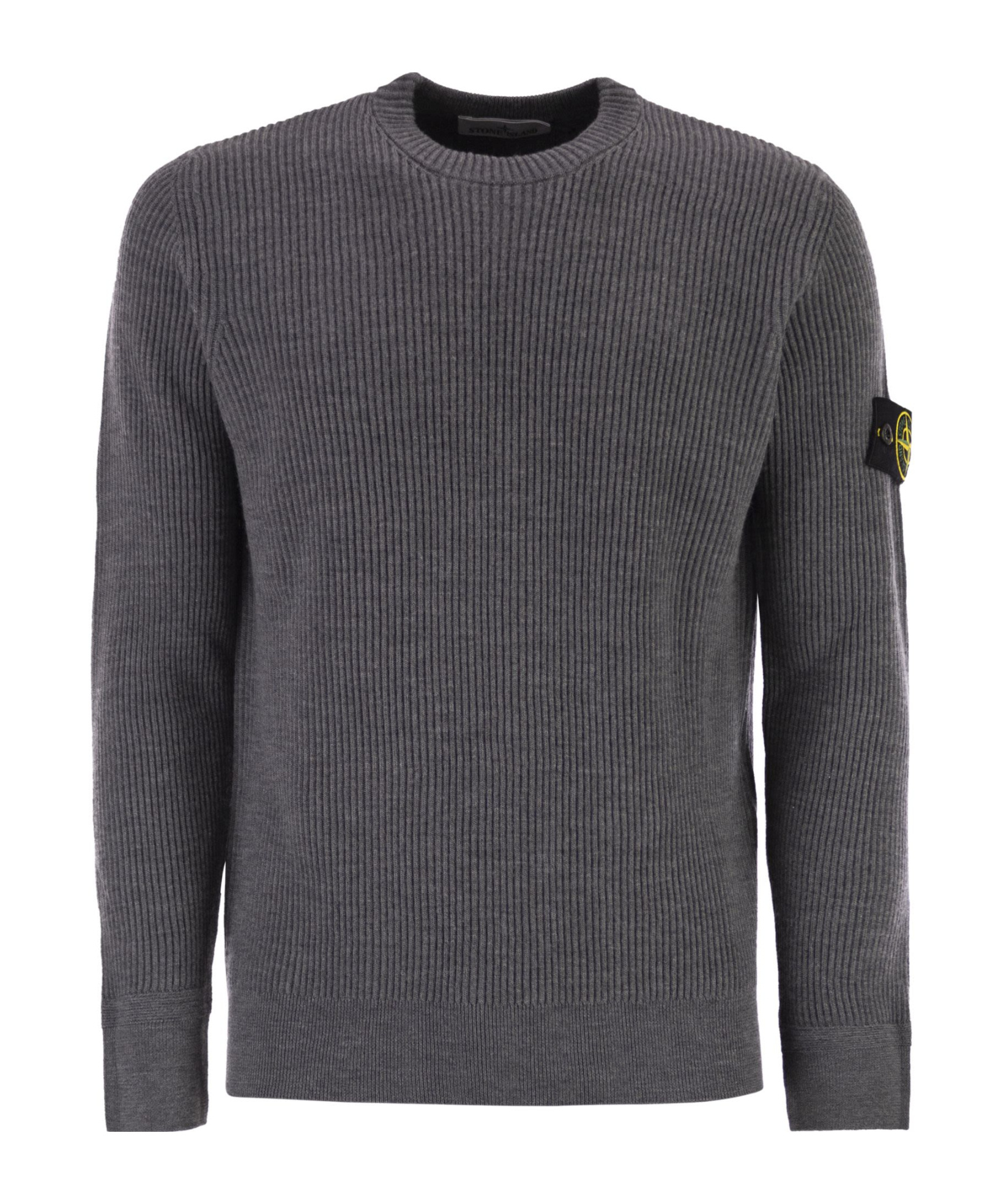 Stone Island Crew-neck Jumper With Ribbed Edges In Gray