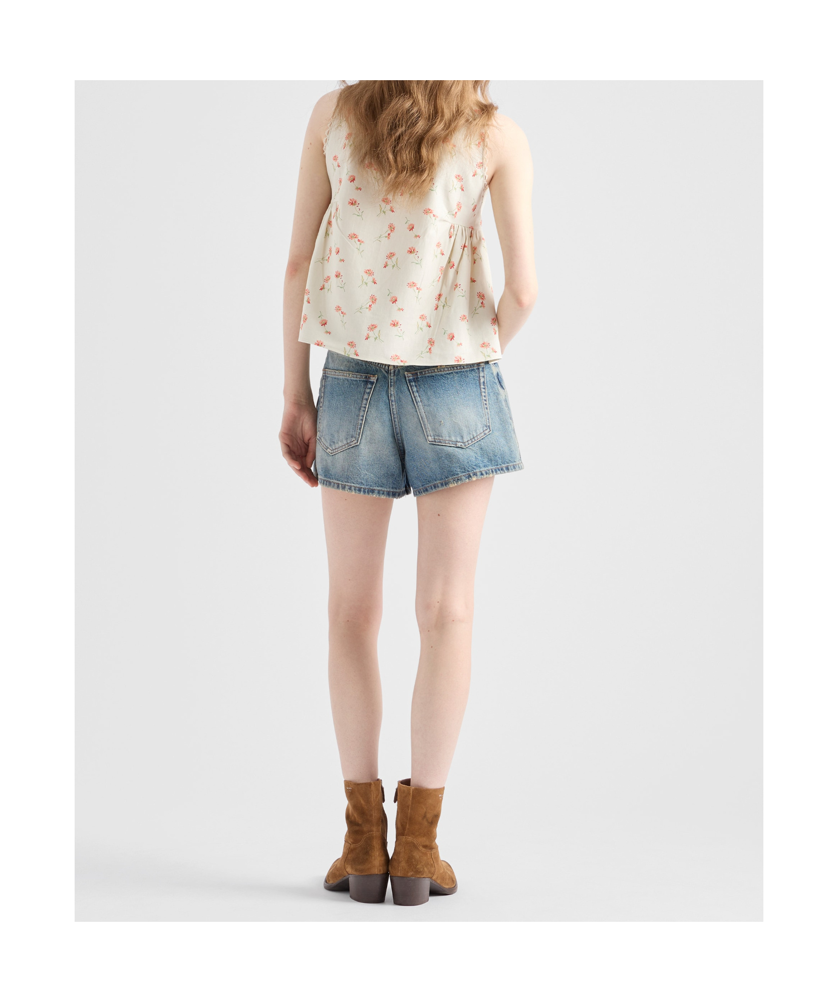 Prada Womens Blue Washed Regular-fit Denim Shorts In Blue