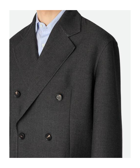 Bottega Veneta Double-layer Wool Coat In Black