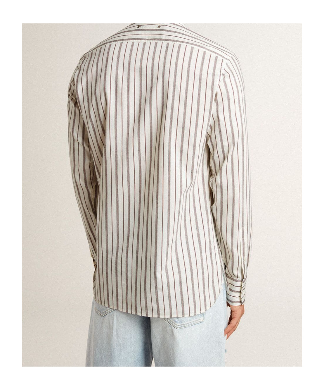 Golden Goose Striped Shirt In White