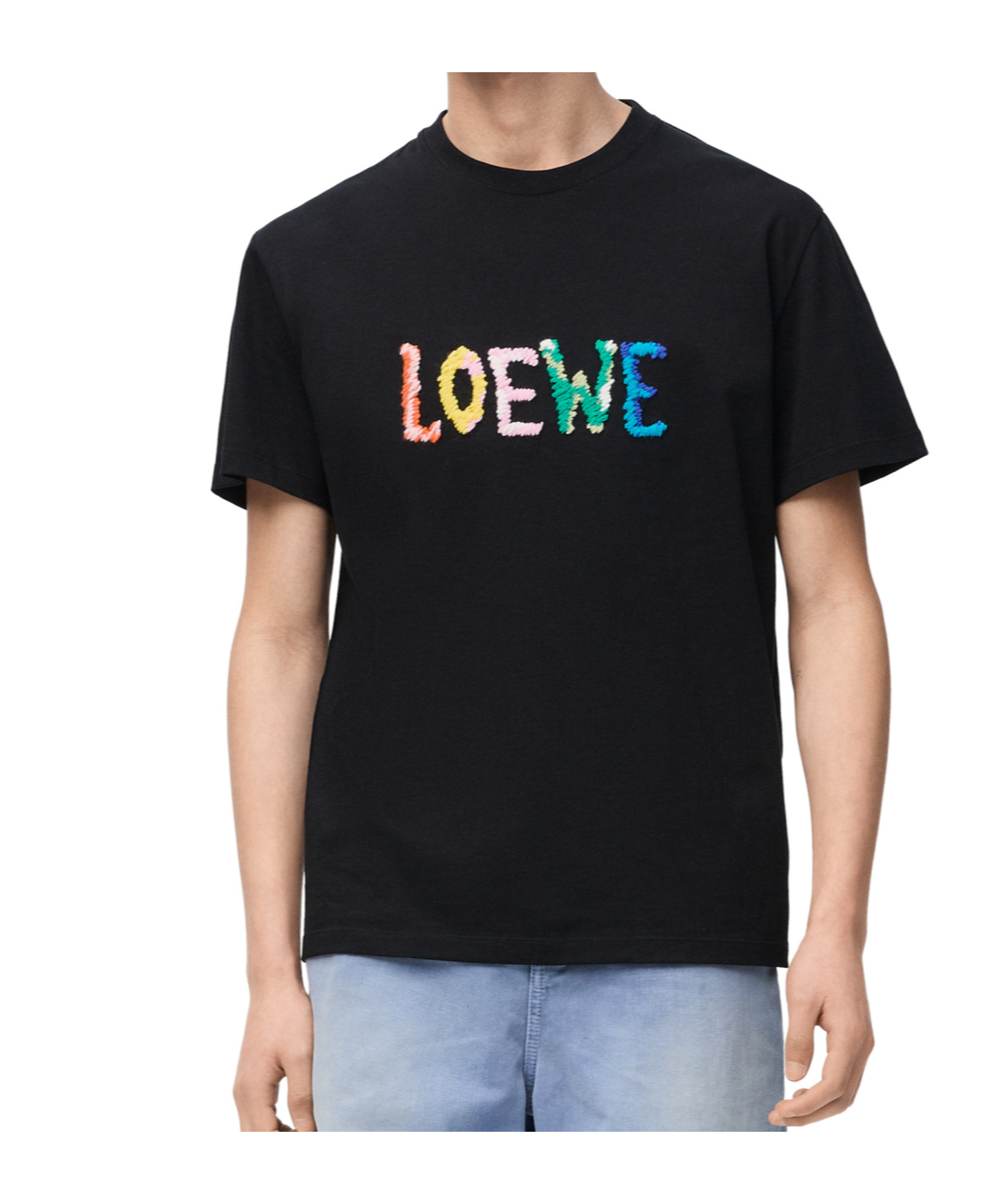 Loewe Slim Fit Logo-embroidered Cotton-jersey T-shirt In Black