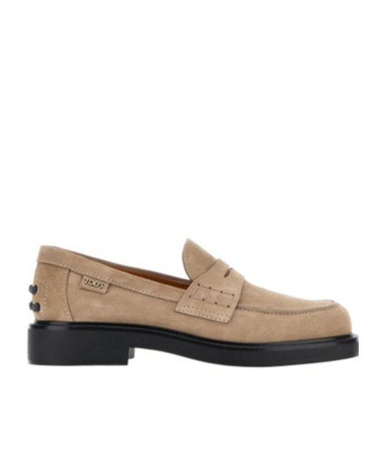 Tod's Penny-slot Suede Loafers In Nude