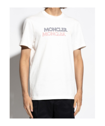 Moncler Mens Natural Logo-print Crewneck Cotton T-shirt In White