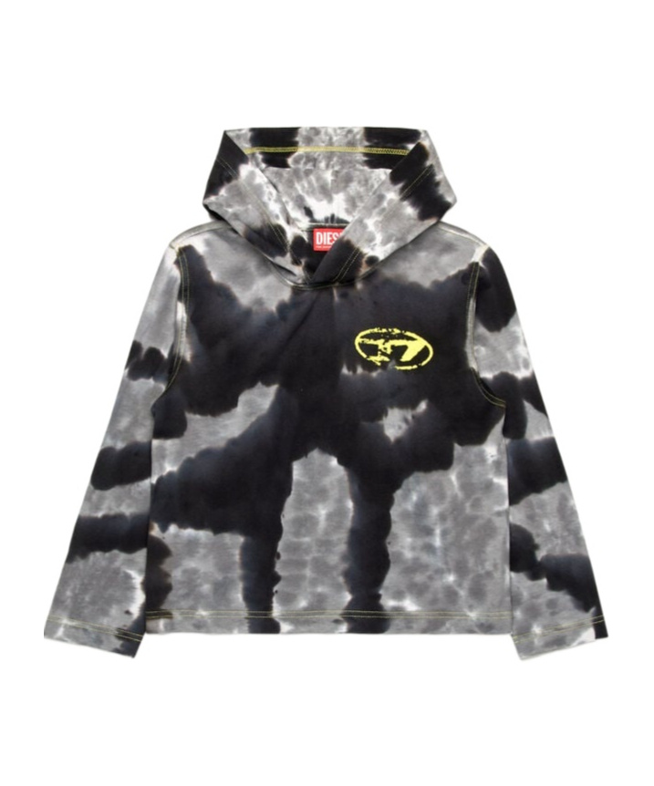 Diesel Hooded Long-sleeve T-shirt With Batik Print In Black