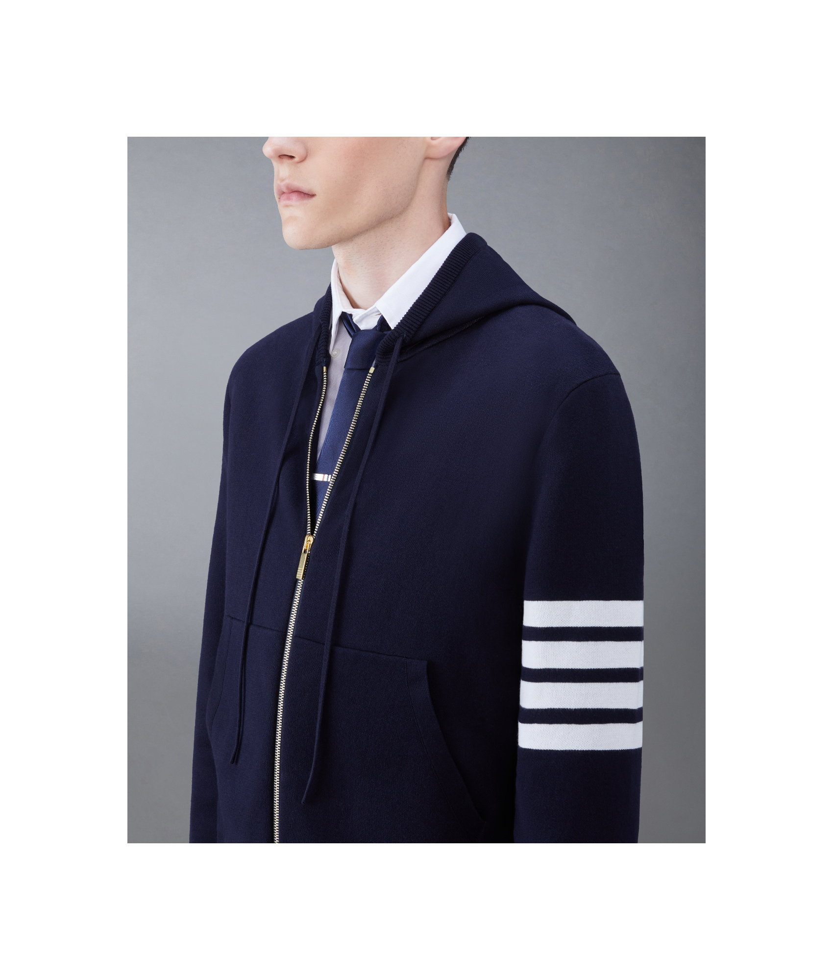 Thom Browne Fish Icon-intarsia Zip Hoodie In Black