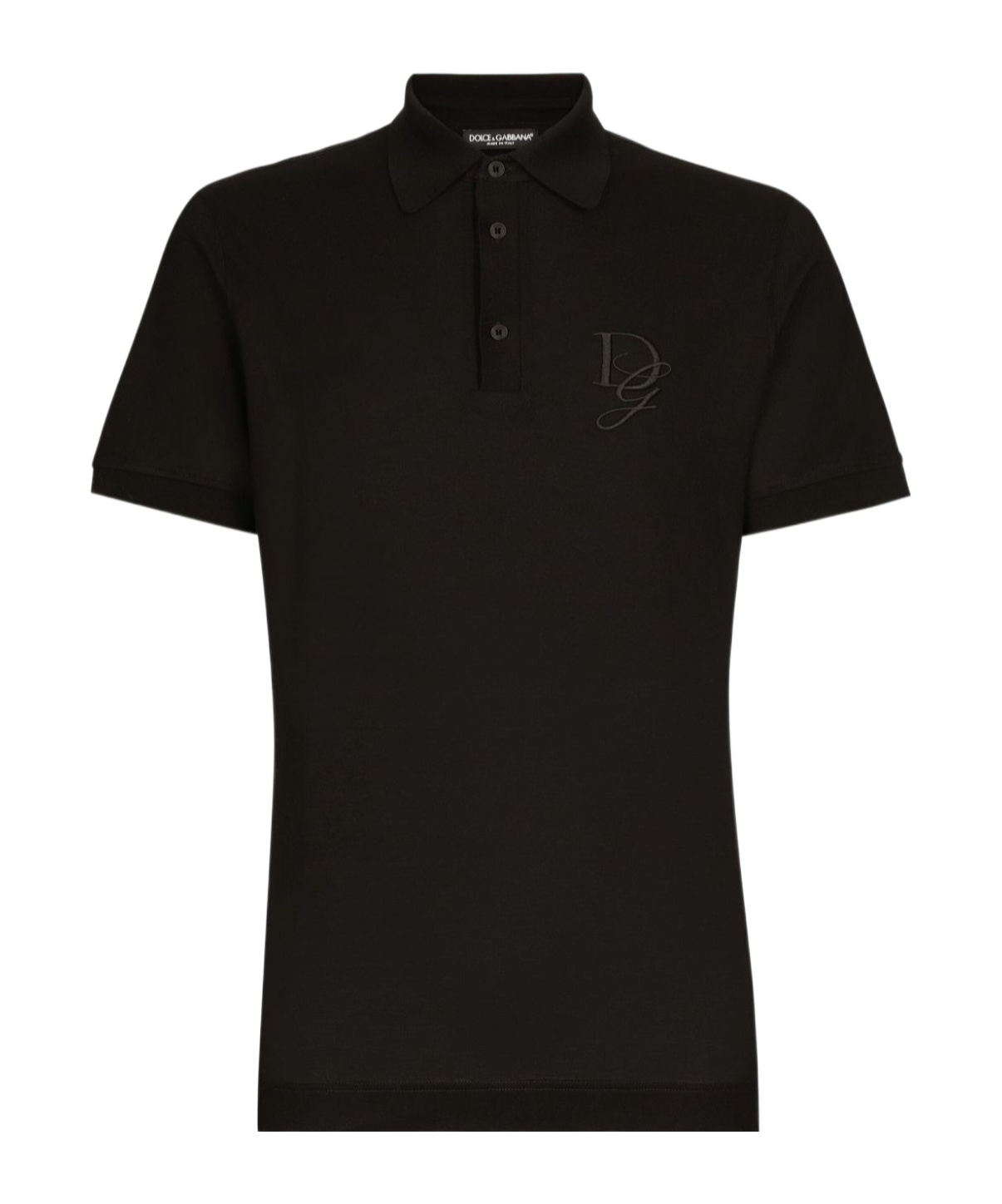 Dolce & Gabbana Chest Embroidered-logo Polo T-shirt In Black