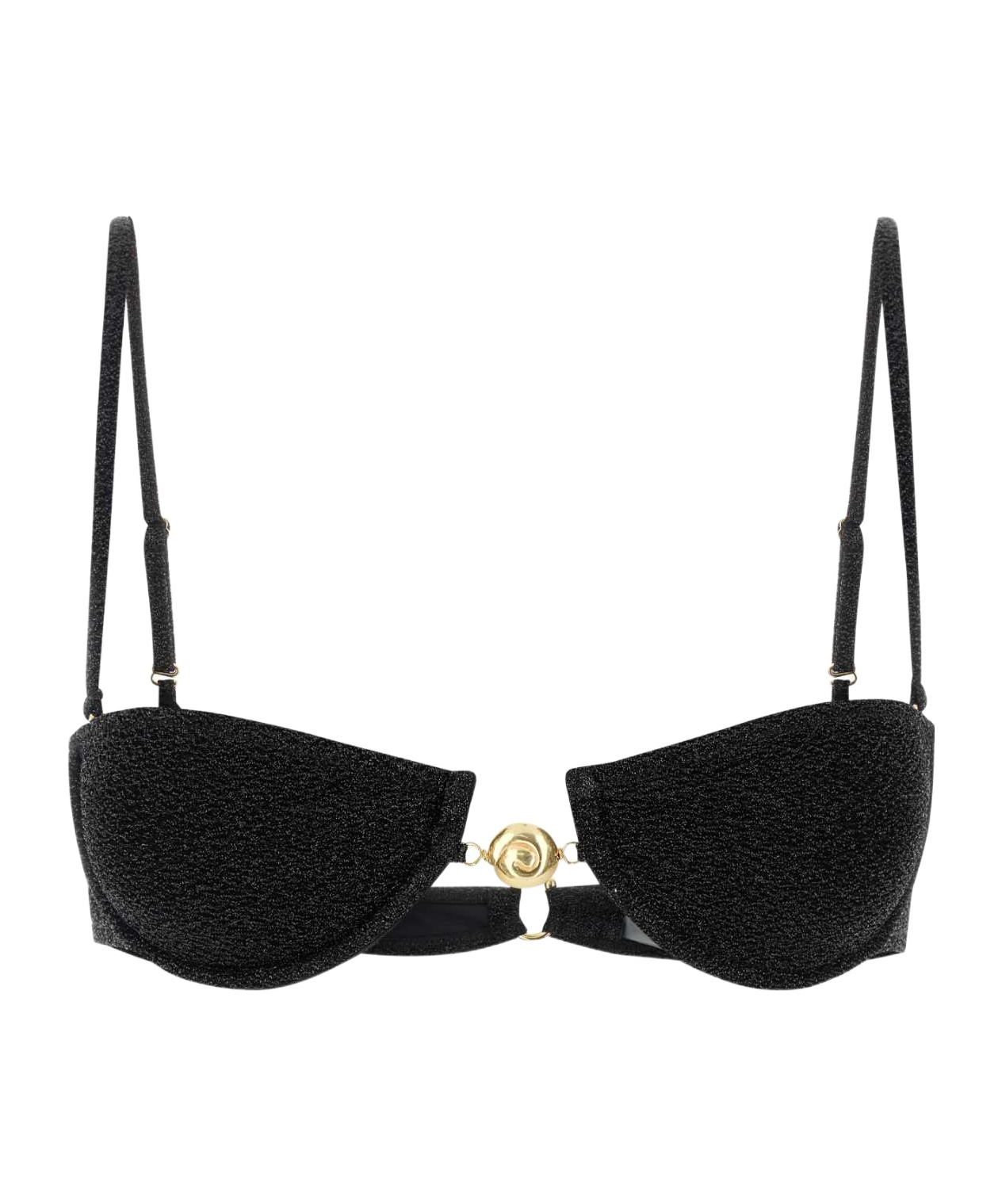 Reina Olga Black Stretch Nylon Hommond Bikini Top In Black