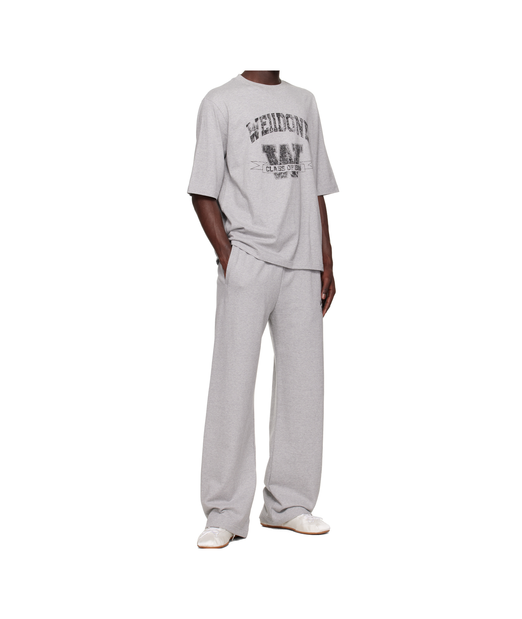 We11 Done Gray Printed University T-shirt In Gray