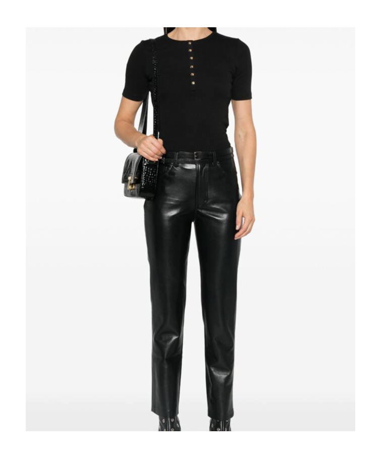 Shop Anine Bing Crew Neck Short Sleeve Top In Black