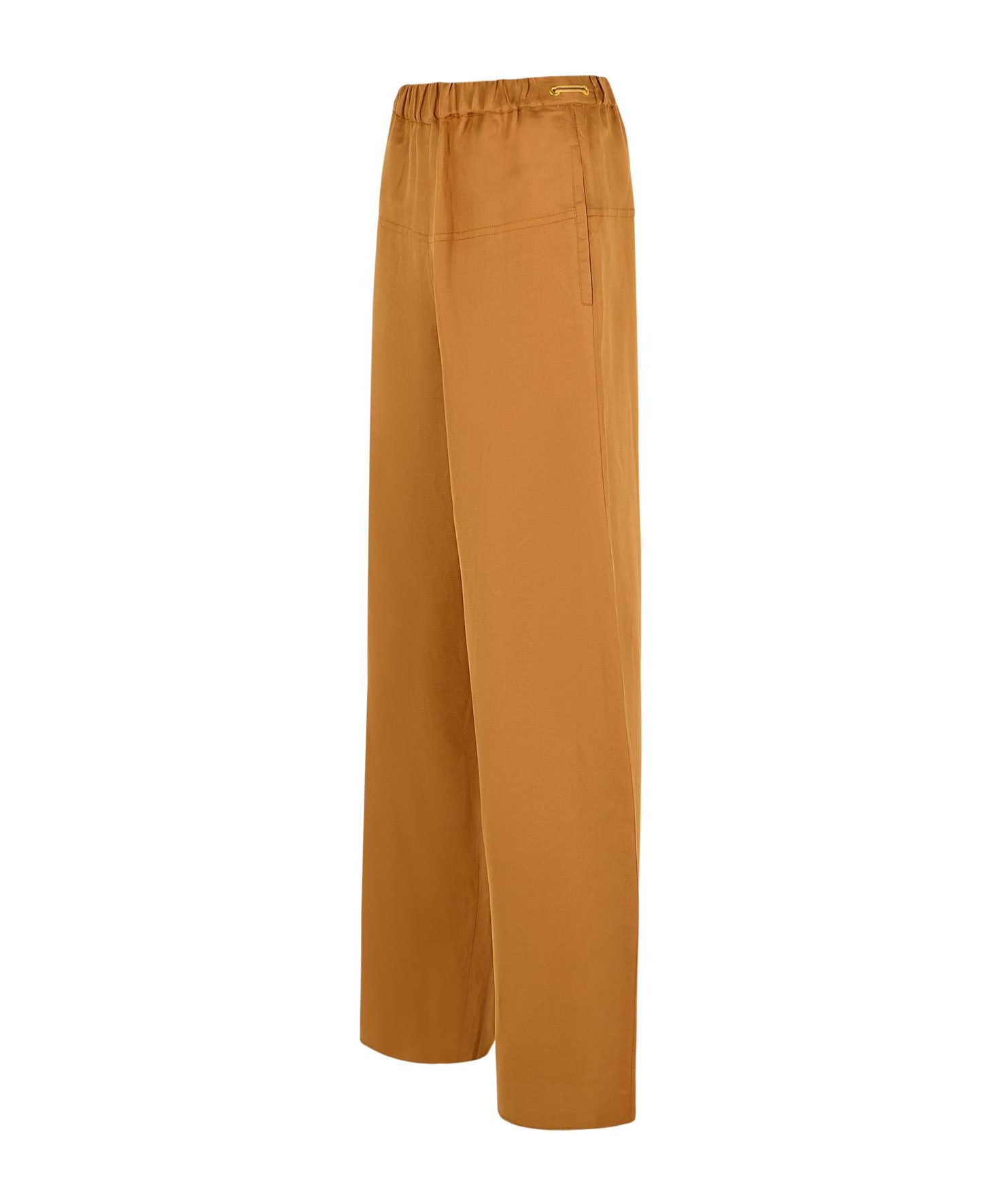 Max Mara Wide Linen And Silk Trousers In Brown